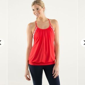 Lululemon no limit tank love red and twin stripes